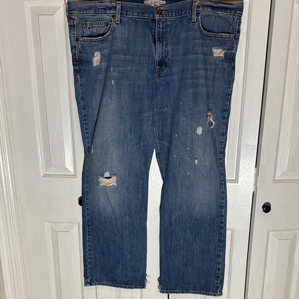Old Navy Blue Boy-cut Jeans with Distressed Details